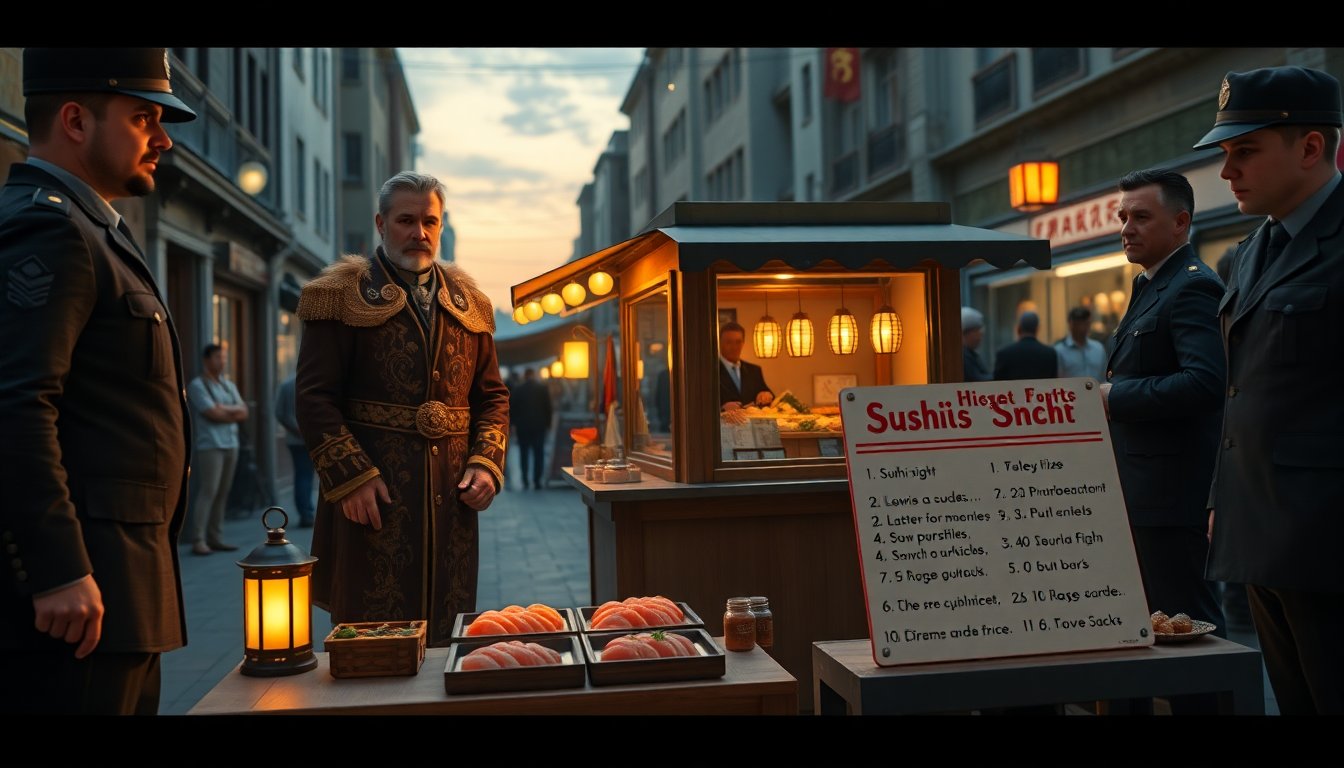 adventure scene fumbleboard king sushi sight